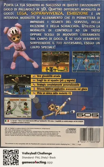 Volleyball Challenge PlayStation 2, Italy box back