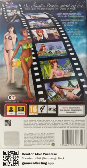 Dead or Alive Paradise PlayStation Portable, Germany box back