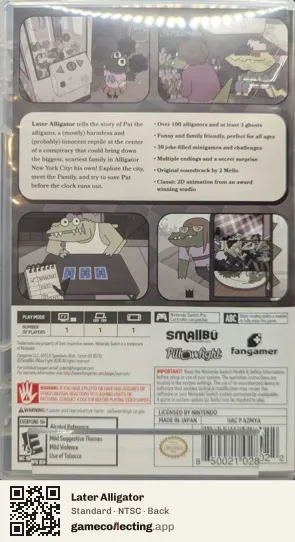 Later Alligator Nintendo Switch, NTSC box back