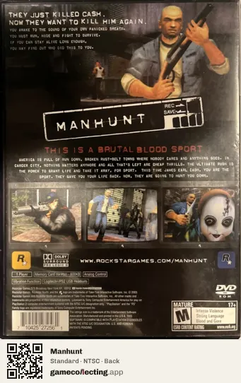 Manhunt PlayStation 2, NTSC box back