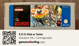 S.O.S: Sink or Swim Super Nintendo Entertainment System, PAL cartridge label