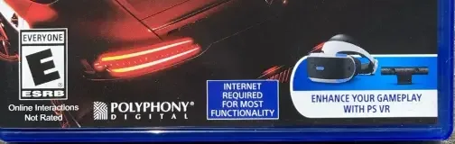 Gran Turismo Sport, the ESRB box on its front