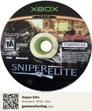 Sniper Elite Xbox, NTSC disc