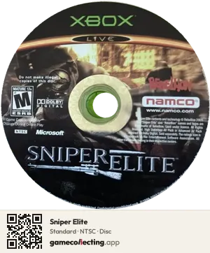 Sniper Elite Xbox, NTSC disc