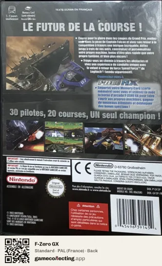 F-Zero GX Nintendo GameCube, France box back