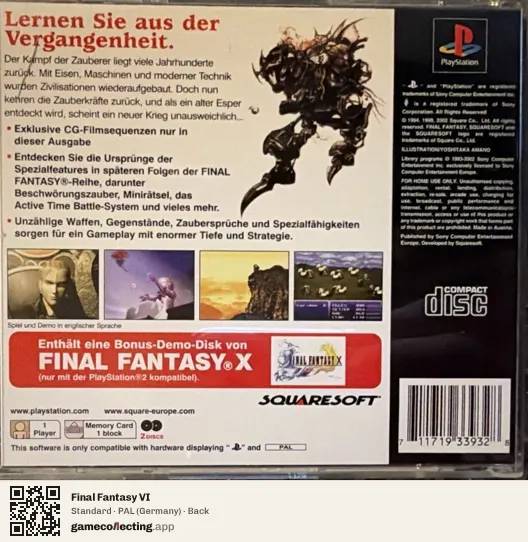 Final Fantasy VI PlayStation, Germany box back