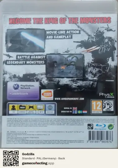 Godzilla PlayStation 3, Germany box back