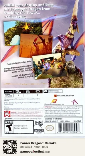 Panzer Dragoon: Remake Nintendo Switch, NTSC box back