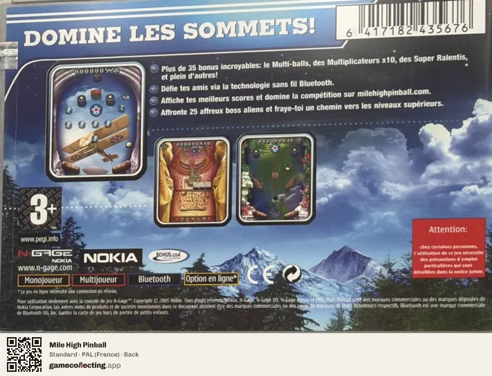 Mile High Pinball Nokia N-Gage, France box back
