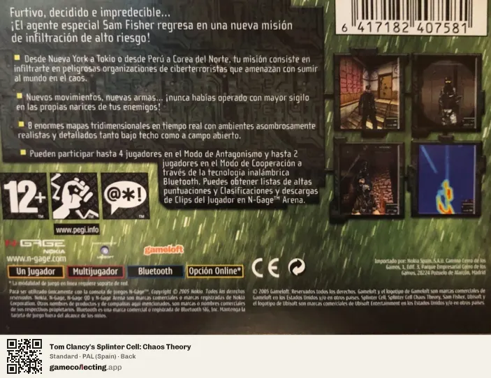 Tom Clancy's Splinter Cell: Chaos Theory Nokia N-Gage, Spain box back