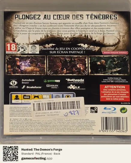 Hunted: The Demon's Forge PlayStation 3, France box back
