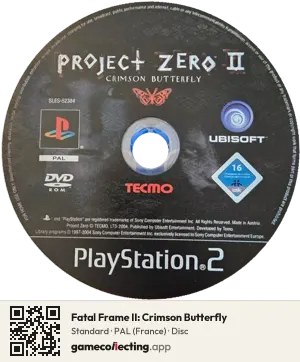 Fatal Frame II: Crimson Butterfly PlayStation 2, PAL disc