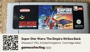 Super Star Wars: The Empire Strikes Back Super Nintendo Entertainment System, PAL cartridge label