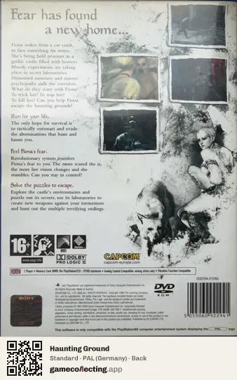 Haunting Ground PlayStation 2, Germany box back