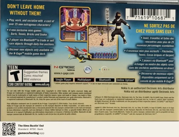 The Sims Bustin' Out Nokia N-Gage, NTSC box back