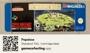 Populous Super Nintendo Entertainment System, PAL cartridge label