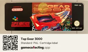 Top Gear 3000 Super Nintendo Entertainment System, PAL cartridge label