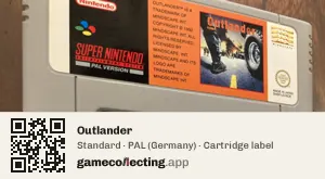 Outlander Super Nintendo Entertainment System, PAL cartridge label