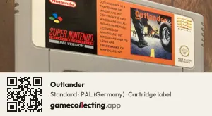 Outlander Super Nintendo Entertainment System, PAL cartridge label