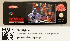 ClayFighter Super Nintendo Entertainment System, PAL cartridge label