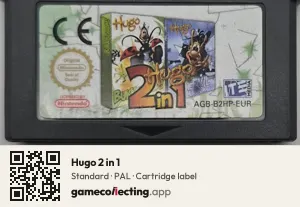 Hugo 2 in 1 Game Boy Advance, PAL cartridge label