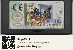 Hugo 2 in 1 Game Boy Advance, PAL cartridge label
