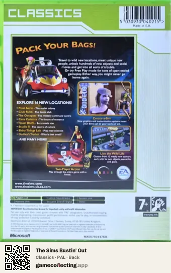 The Sims Bustin' Out Xbox, PAL box back