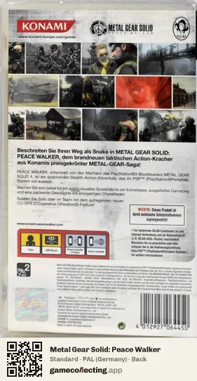 Metal Gear Solid: Peace Walker PlayStation Portable, Germany box back