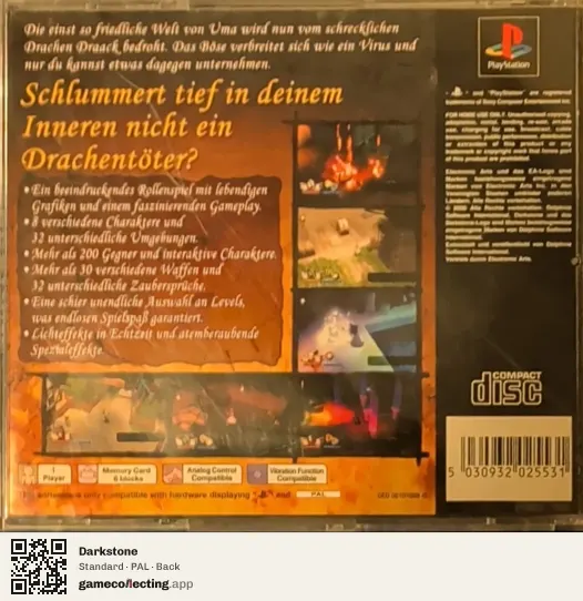 Darkstone PlayStation, PAL box back