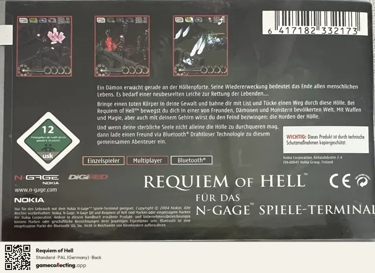 Requiem of Hell Nokia N-Gage, Germany box back