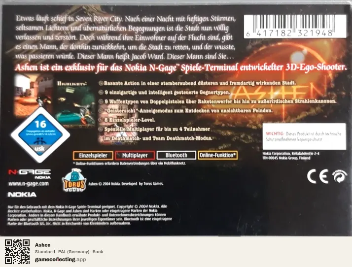 Ashen Nokia N-Gage, Germany box back
