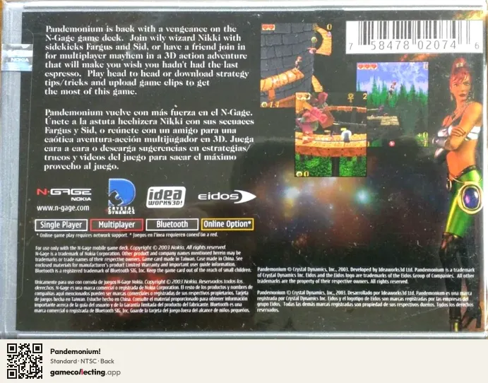 Pandemonium! Nokia N-Gage, NTSC box back