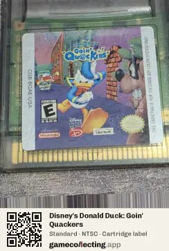 Disney's Donald Duck: Goin' Quackers Game Boy Color, NTSC cartridge label