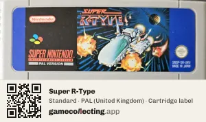 Super R-Type Super Nintendo Entertainment System, PAL cartridge label