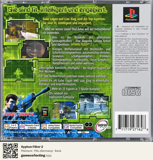 Syphon Filter 2 PlayStation, Germany box back