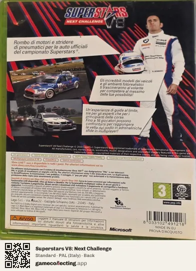 Superstars V8: Next Challenge Xbox 360, Italy box back