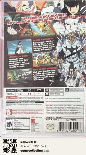 Kill la Kill: If Nintendo Switch, NTSC box back