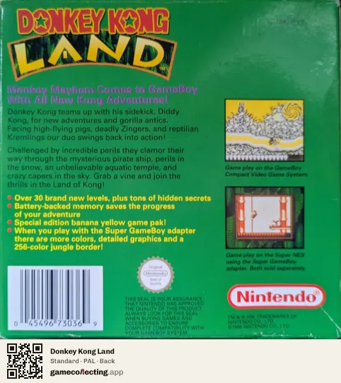 Donkey Kong Land Game Boy, PAL box back