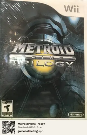 Metroid Prime Trilogy Nintendo Wii, NTSC box front