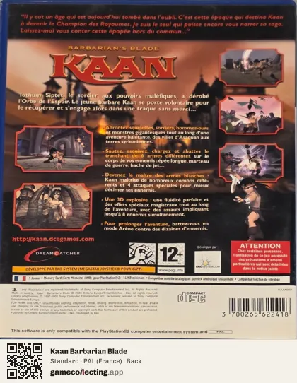 Kaan Barbarian Blade PlayStation 2, France box back