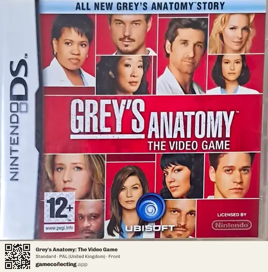 Grey's Anatomy: The Video Game Nintendo DS, United Kingdom box front
