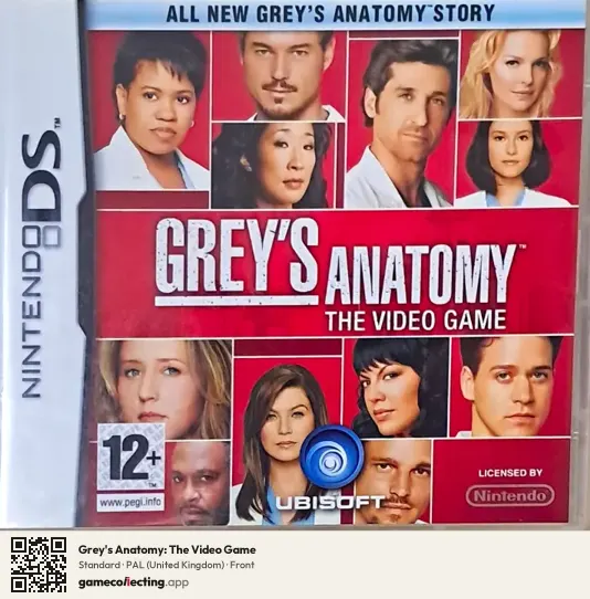 Grey's Anatomy: The Video Game Nintendo DS, United Kingdom box front