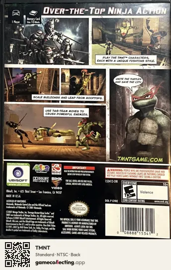TMNT Nintendo GameCube, NTSC box back