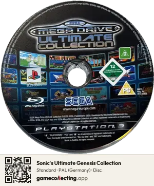 Sonic's Ultimate Genesis Collection PlayStation 3, PAL disc