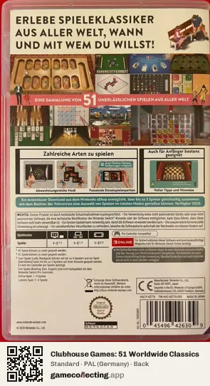 Clubhouse Games: 51 Worldwide Classics Nintendo Switch, Germany box back