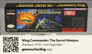 Wing Commander: The Secret Missions Super Nintendo Entertainment System, NTSC cartridge label