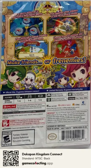 Dokapon Kingdom Connect Nintendo Switch, NTSC box back