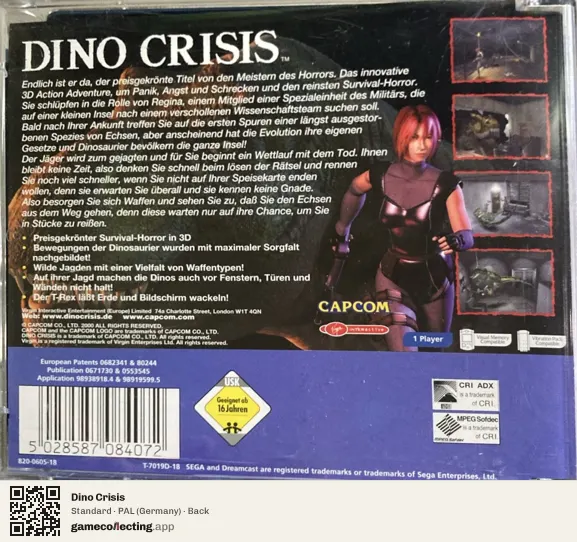 Dino Crisis Sega Dreamcast, Germany box back