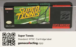 Super Tennis Super Nintendo Entertainment System, NTSC cartridge label