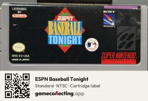 ESPN Baseball Tonight Super Nintendo Entertainment System, NTSC cartridge label